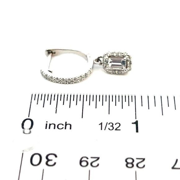 Natural Sapphire Diamond Dangle Earrings 14k WG 1.16 TCW Certified 211177 - Picture 15 of 16